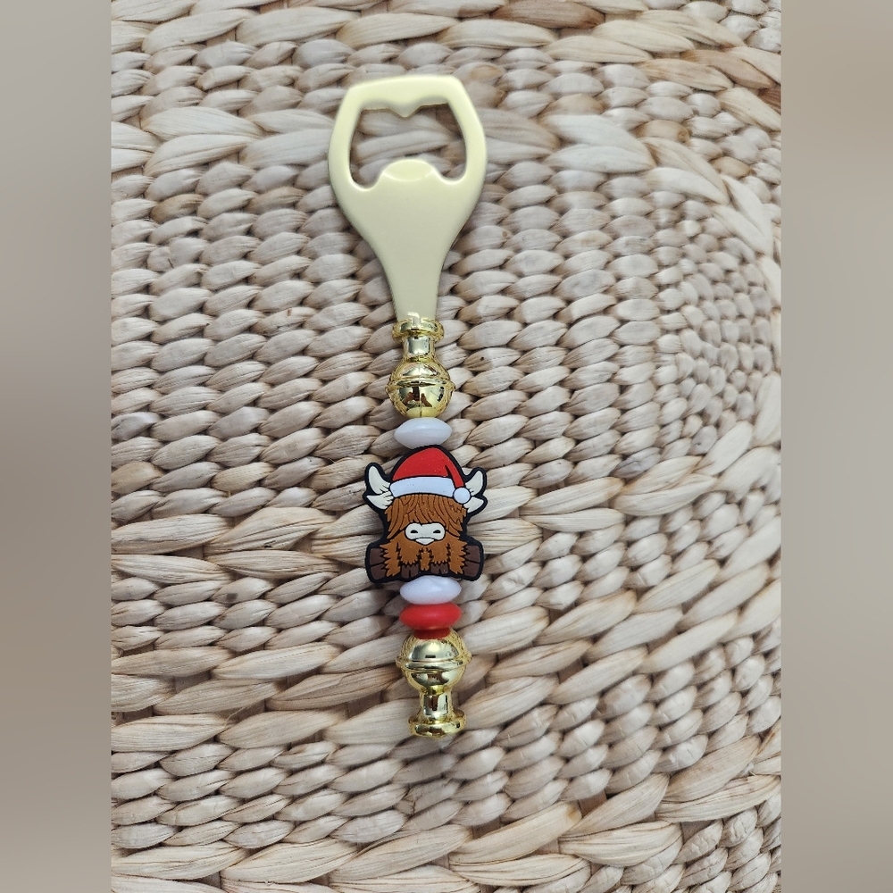 Christmas Themed Gold Beaded Bottle Opener